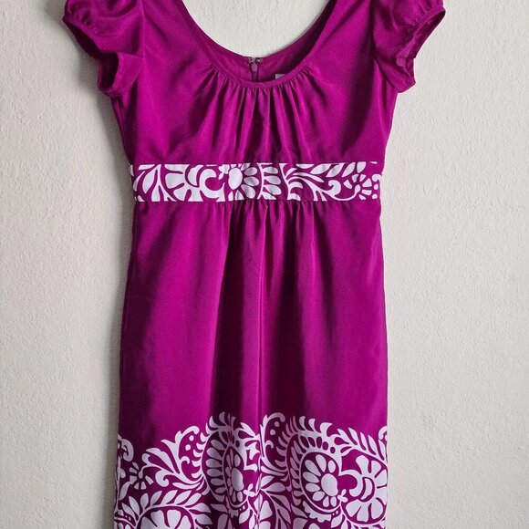 Banana Republic Flattering Cap sleeve pink Empire Waist Party Boho midi dress 2 - Picture 3 of 8